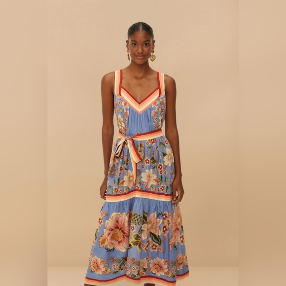 Farm Rio blue superbloom tapestry maxi dress - Picture 2 of 12